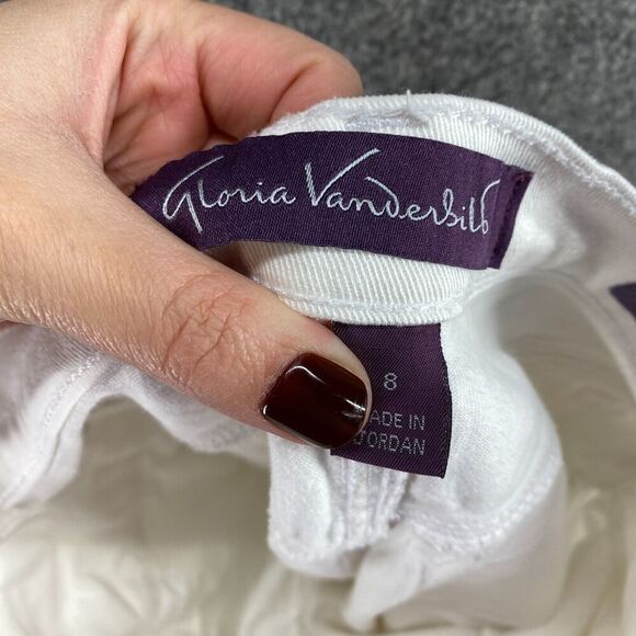 Gloria Vanderbilt Jeans Women 8 White Denim Light Wash Amanda Capri High Rise - Picture 6 of 9